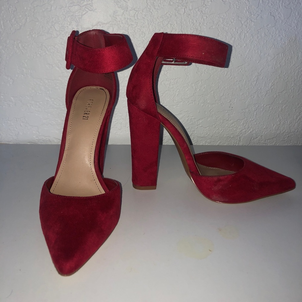 Velvet red heels